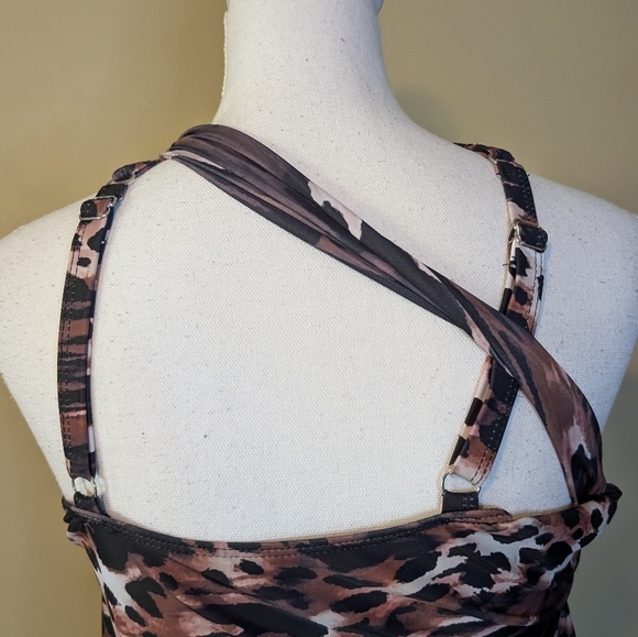 Curvy Leopard Asymmetrical One Piece Swim Suit - Picture 6 of 13